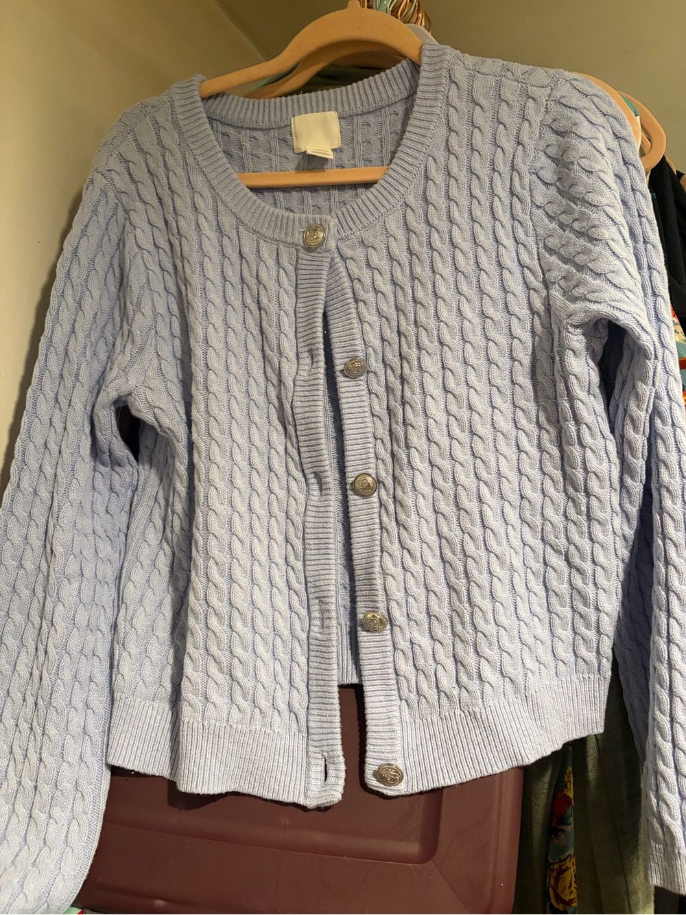 H&M Light Blue Cable-Knit Button Cardigan